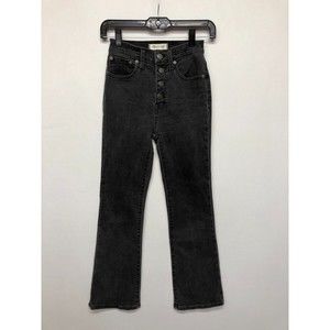 Madewell Women Cali Demi-Boot Jeans Size 23 Black Denim M110 -18